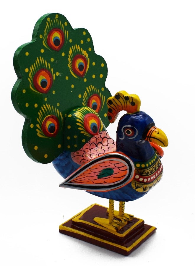 JUSTHANDMADE Wooden Peacock Dolls | Kondapalli Doll | Golu Doll | Home Decor Showpiece | Gift (Pack of 2) - Image 4